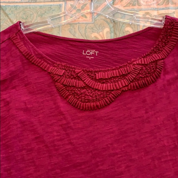 Ann Taylor Loft plum colored cotton tee - Picture 4 of 4
